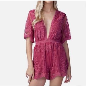 NWT WILD HONEY M bohemian embroidered lace romper